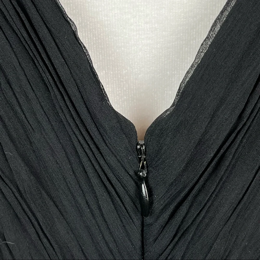 BCBGMaxAzria Black 100% Silk Bubble Skirt Cocktail Dress w/  Beaded Waist Sz 6 - Picture 10 of 17